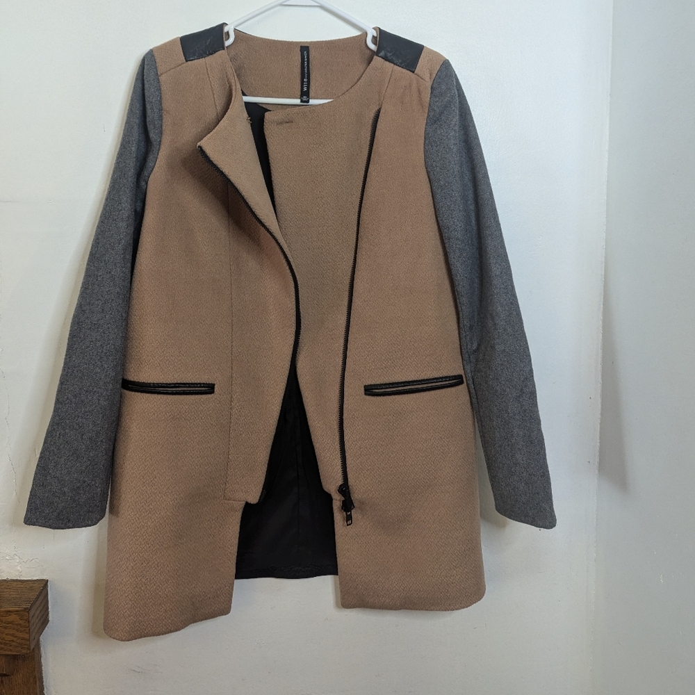 W118 by Walter Baker wool and leather coat modern a-line